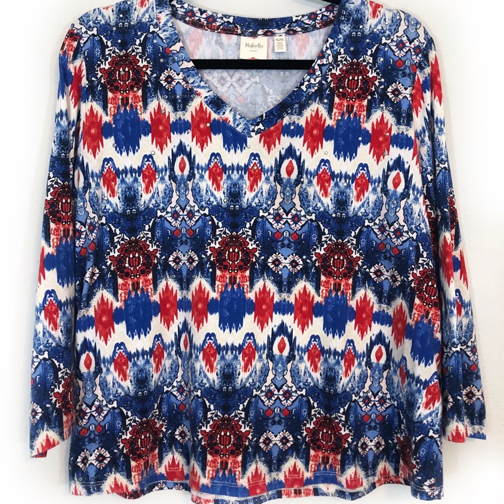 Rafaella Sport top red white blue PL petite large